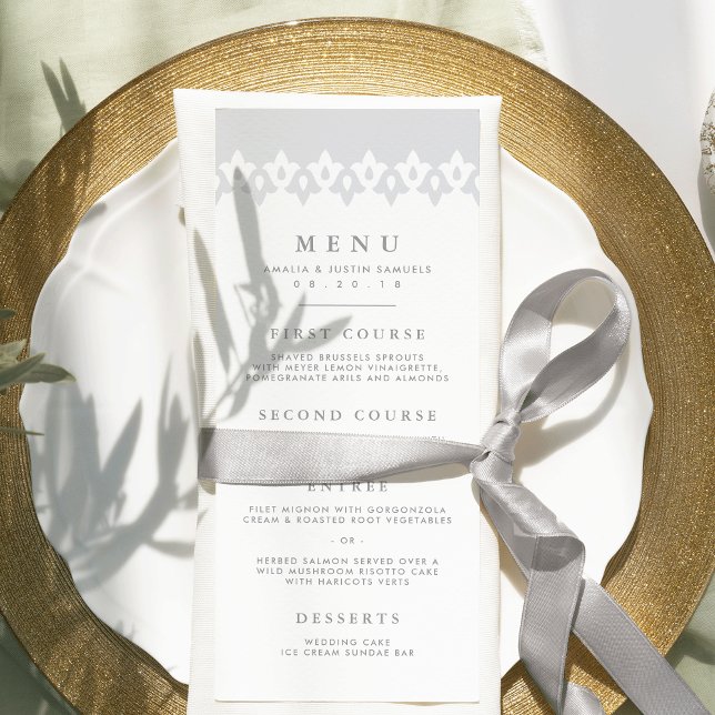 Carte de menu Mariage Arabesque | Gray (Créateur téléchargé)
