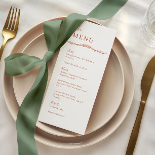 Carte de menu Mariage au thème de la Vigne de Rose