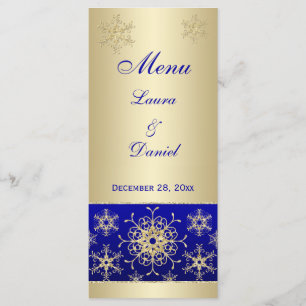 Carte de menu Mariage Blue, Gold Parties scintilla