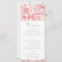 Carte de menu Mariage Blush Paisley