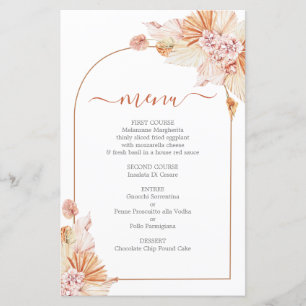 Carte de menu mariage Bohemian Terracotta