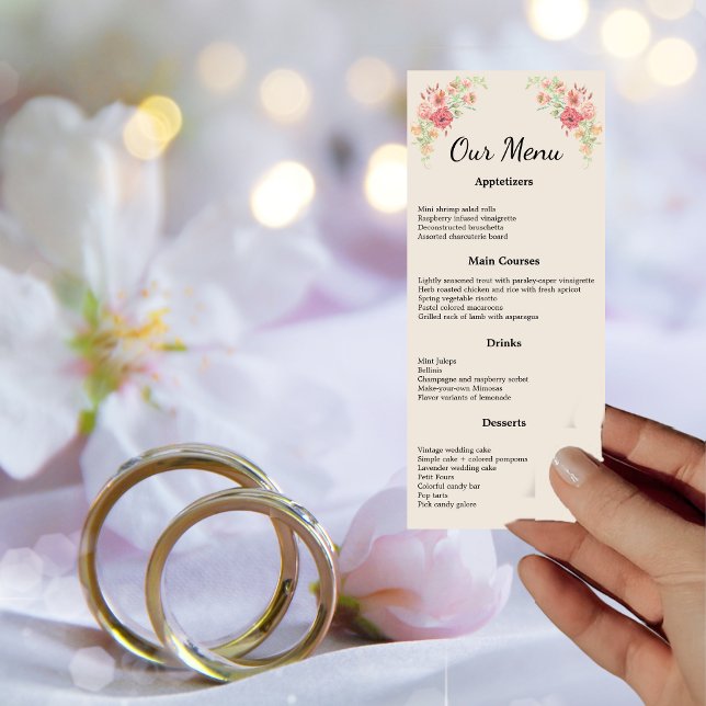 Carte de menu Mariage Boho blanc (Créateur téléchargé)