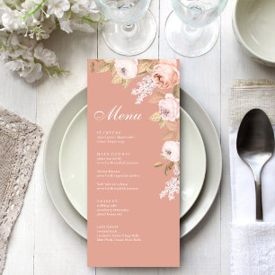 Carte de menu Mariage Boho Pink Peonies