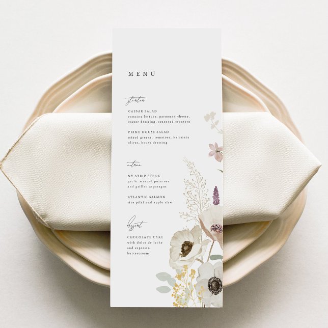 Carte de menu Mariage botanique (Créateur téléchargé)
