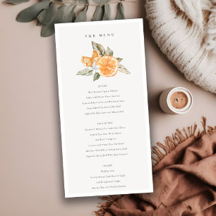 Carte de menu Mariage botanique minimal orange