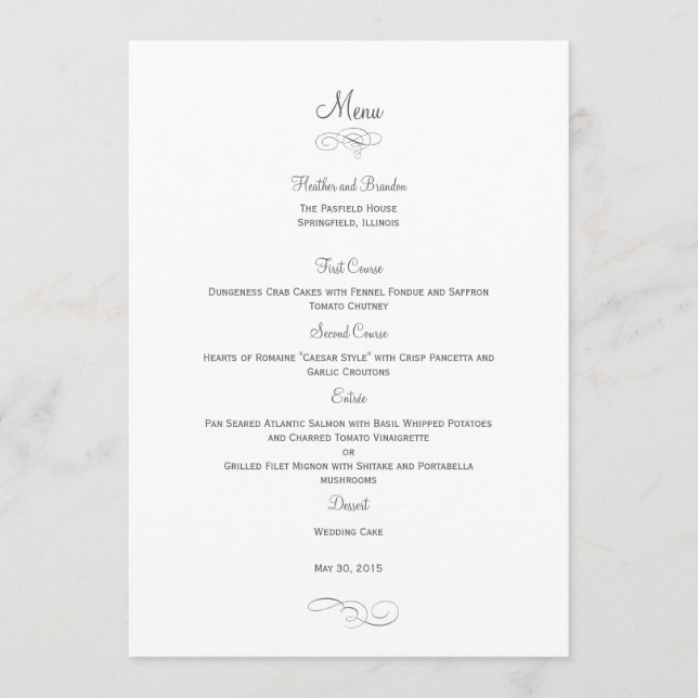 Carte de menu Mariage classique - Cartes de menu ( (Devant)