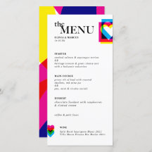 Carte de menu mariage Color Pop