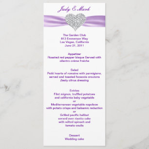 Carte de menu Mariage couleur carreau pourpre