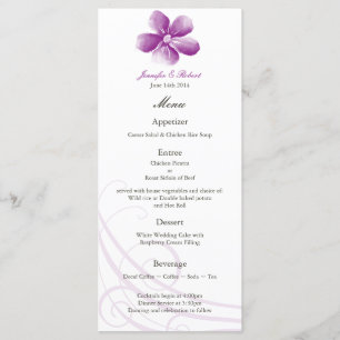 Carte de menu Mariage couleur pourpre