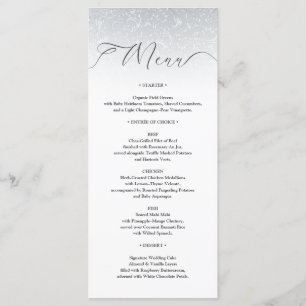 Carte de menu Mariage damassé Silver White