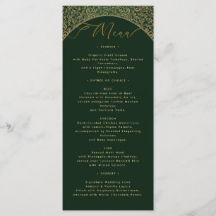 Carte de menu Mariage damassé verte