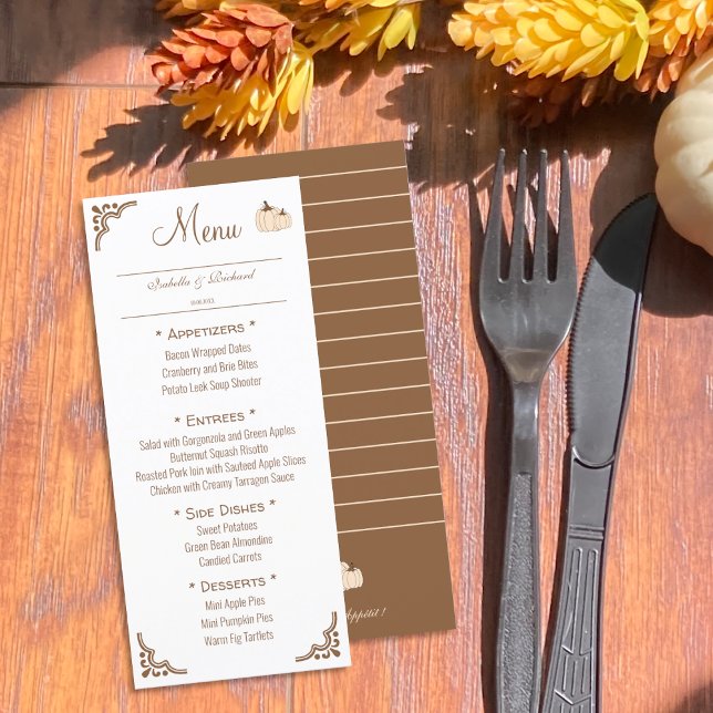 Carte de menu Mariage de automne élégante (Créateur téléchargé)