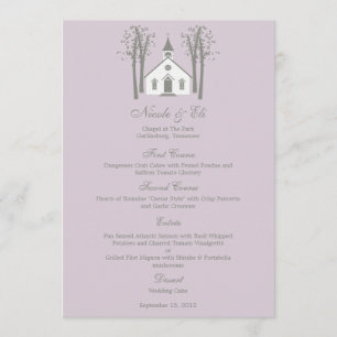 Carte de menu Mariage de chapelle Whimsical