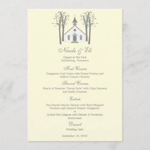 Carte de menu Mariage de chapelle Whimsical