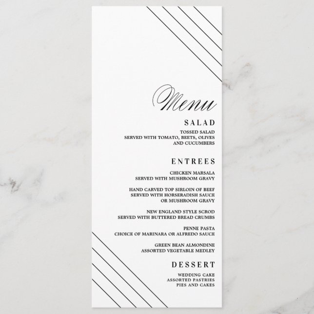 Carte de menu Mariage de diamant géométrique Art d (Devant)