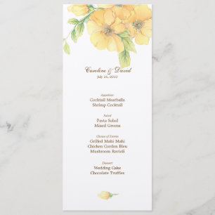Carte de menu Mariage de fleurs d'aquarelle