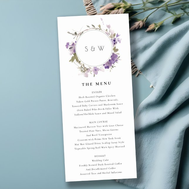 Carte de menu Mariage de fleurs de prairie chic Li (Créateur téléchargé)