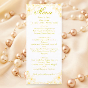Carte de menu Mariage de luxe Gold Floral