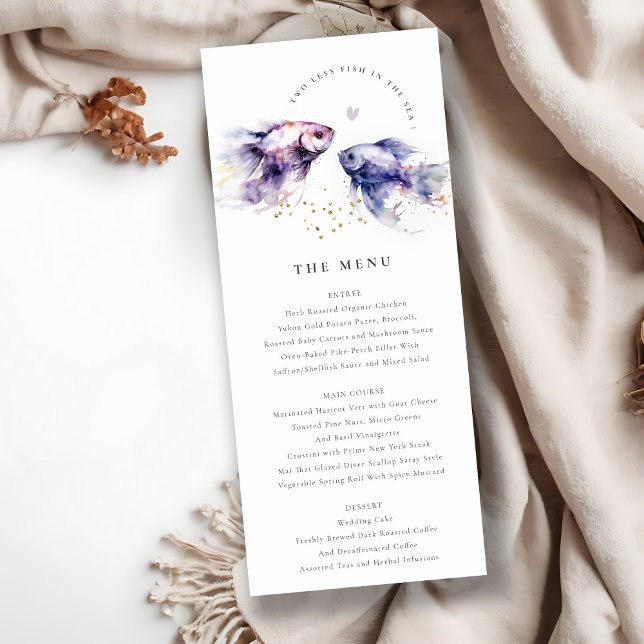 Carte de menu Mariage de poisson côtier Lilac Wate (Créateur téléchargé)