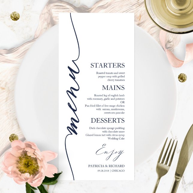 Carte de menu Mariage de Script 4x9 (Créateur téléchargé)