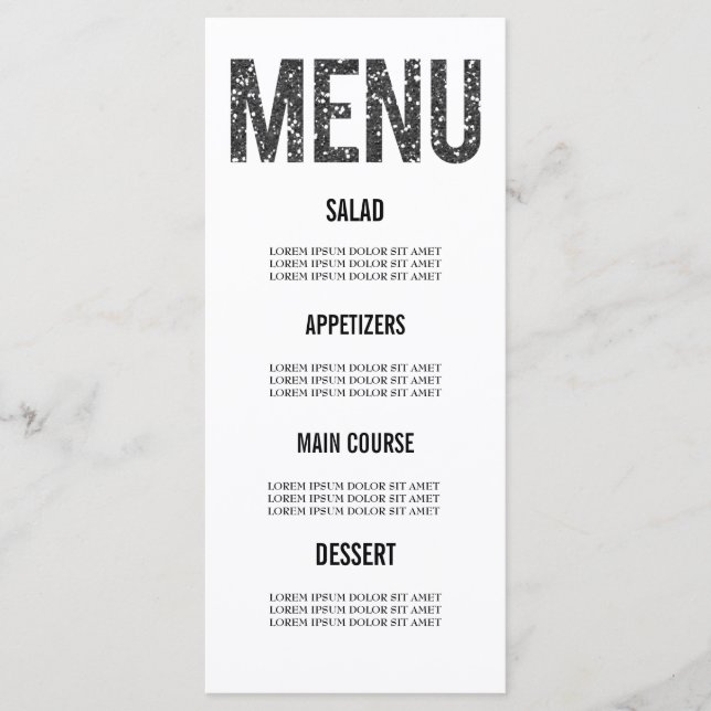 Carte de menu Mariage de typographie de Parties sc (Devant)