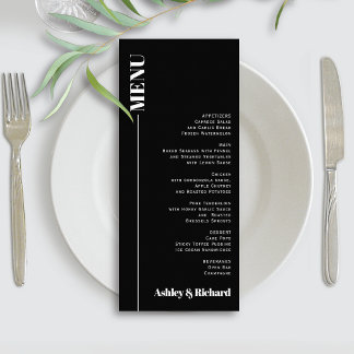Carte de menu mariage de typographie minimaliste c