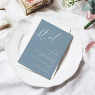 Carte de menu Mariage Dusty Blue Minimalist