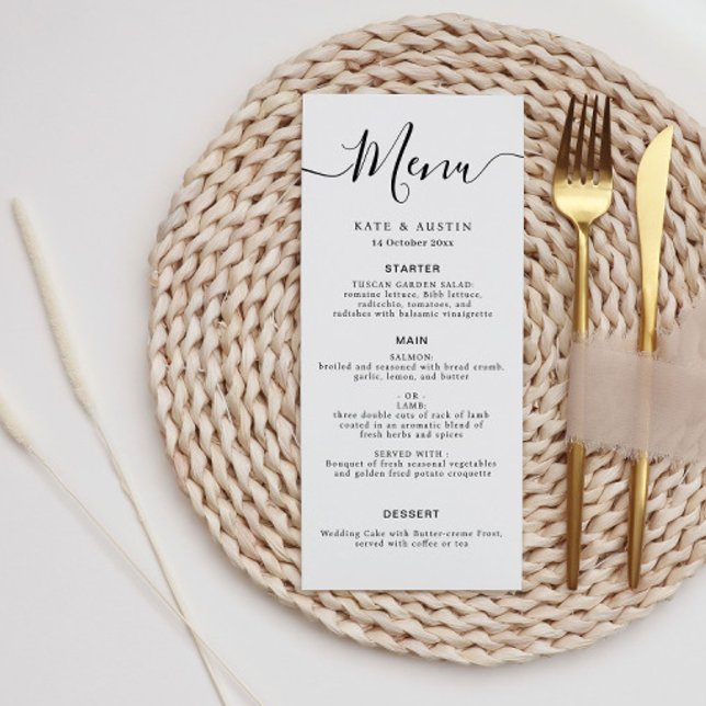 carte de menu mariage élégant en noir et blanc (Créateur téléchargé)
