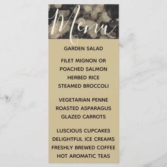 Carte de menu mariage Elegant Gold et Black (Devant)