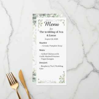 Carte de menu mariage élégante | Station de mariag