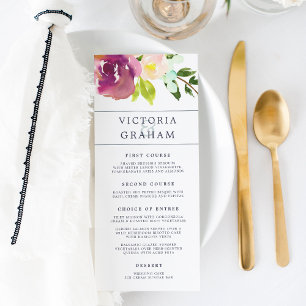 Carte de menu Mariage en fleur vive