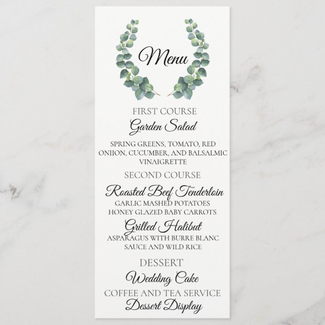 Carte de menu Mariage Eucalyptus Wreath (Devant)