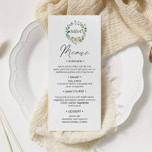 Carte de menu Mariage Floral Spring Cream Garden