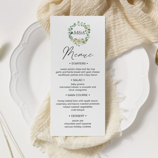 Carte de menu Mariage Floral Spring Cream Garden (Créateur téléchargé)