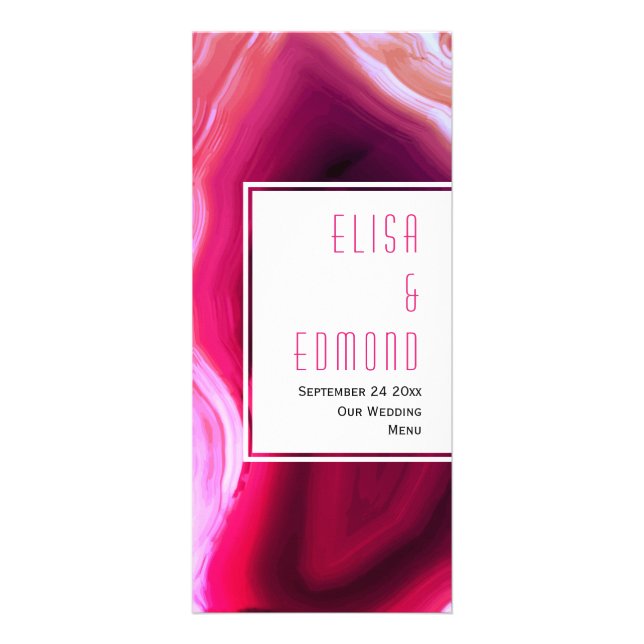 Carte de menu mariage Fuchsia rose agice slice (Devant)