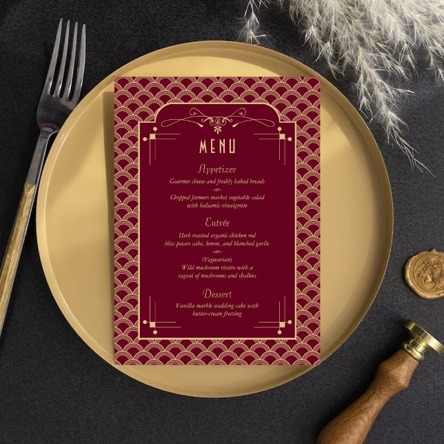 Carte de menu Mariage Gatsby Art déco des années 1 (Créateur téléchargé)