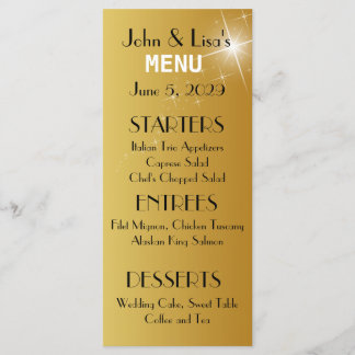 Carte de menu Mariage Gold Élégante Carte de rack 
