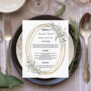 Carte de menu mariage Gold greenery