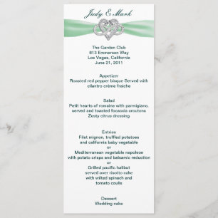 Carte de menu Mariage Green Infinity Heart