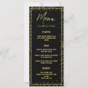Carte de menu Mariage minimum noir et or