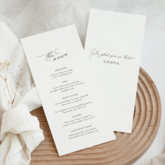 Carte de menu mariage moderne avec nom d'hôte
