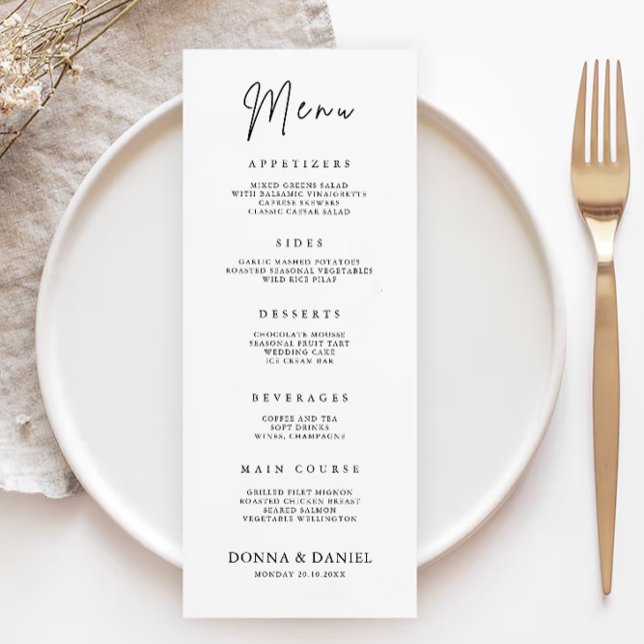 Carte de menu Mariage moderne Modèle (Modern Wedding Menu Cards Template)