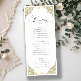 Carte de menu Mariage ornée Art déco Gold Glam Cla