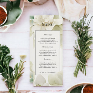 Carte de menu Mariage personnalisée Muet vert Foli
