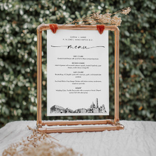 Carte de menu Mariage pour dîner Skyline de Washin