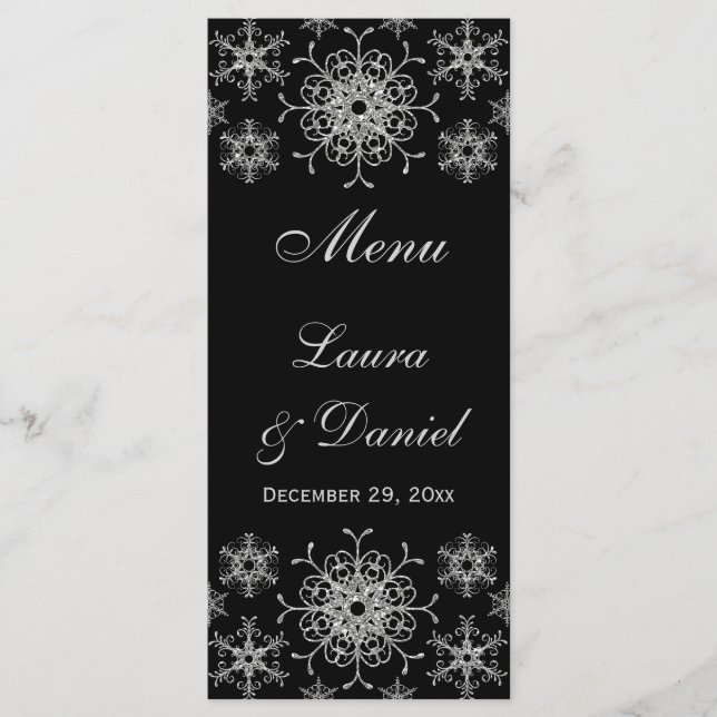 Carte de menu Mariage pour les flocons de neige de (Devant)
