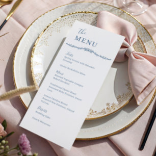 Carte de Menu Mariage Rambling Rose Steel Blue Cre