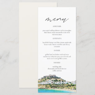 Carte de menu Mariage RHODES Grèce Skyline Waterco