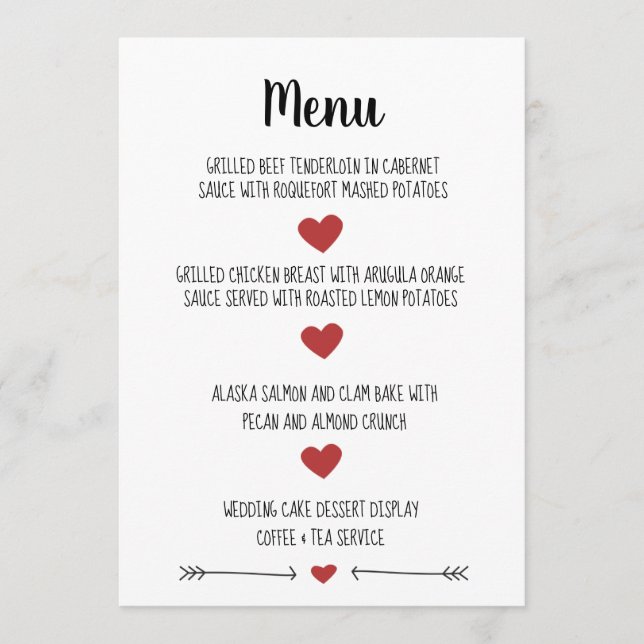 CARTE DE MENU MARIAGE ROMANTIQUE (Devant)