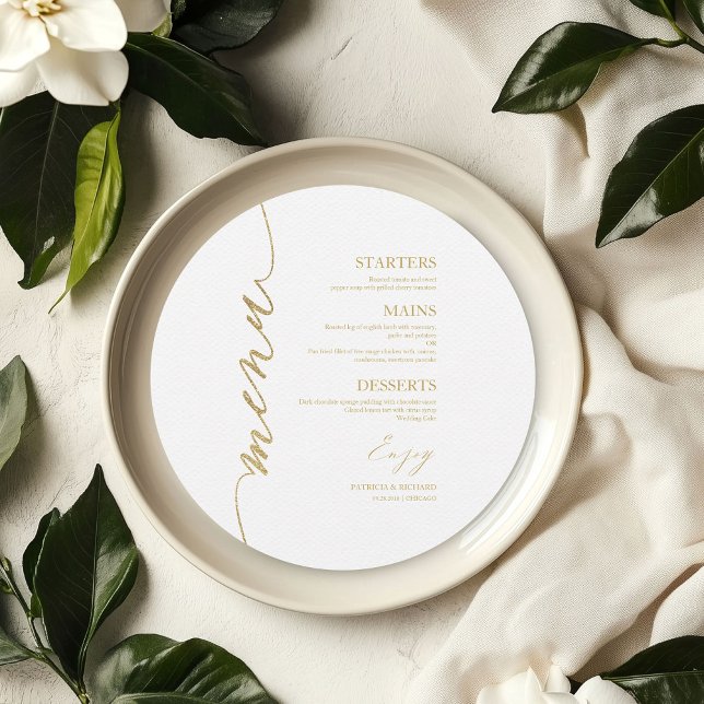 Carte De Menu Mariage Rond De Script Favorite Pour (Créateur téléchargé)